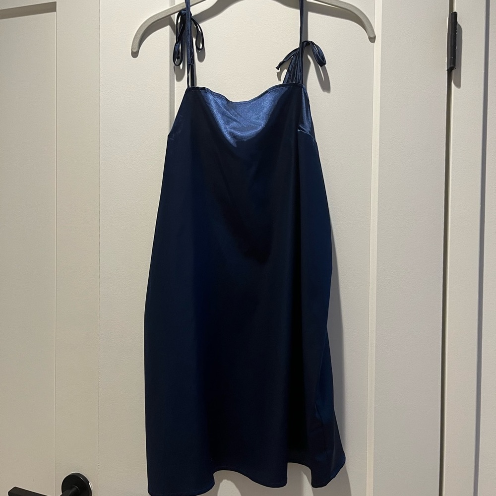 Urban Outfitters Navy Blue Silk Slip Dress